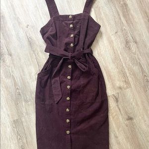 Dark Purple Midi Button Up Dress